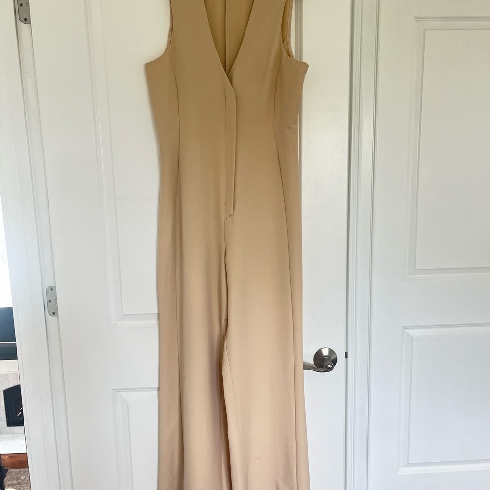 ASOS Beige Sleeveless wideleg Jumpsuit...size 10